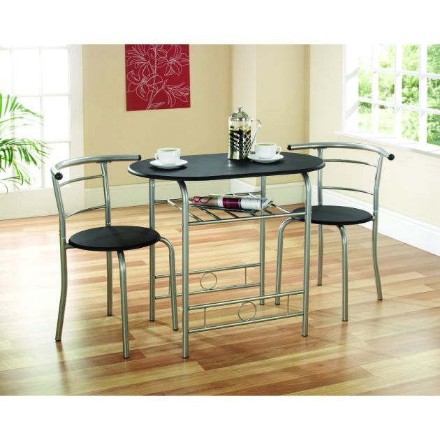 Compact Dining Set - Black/Silver - Hortibliss