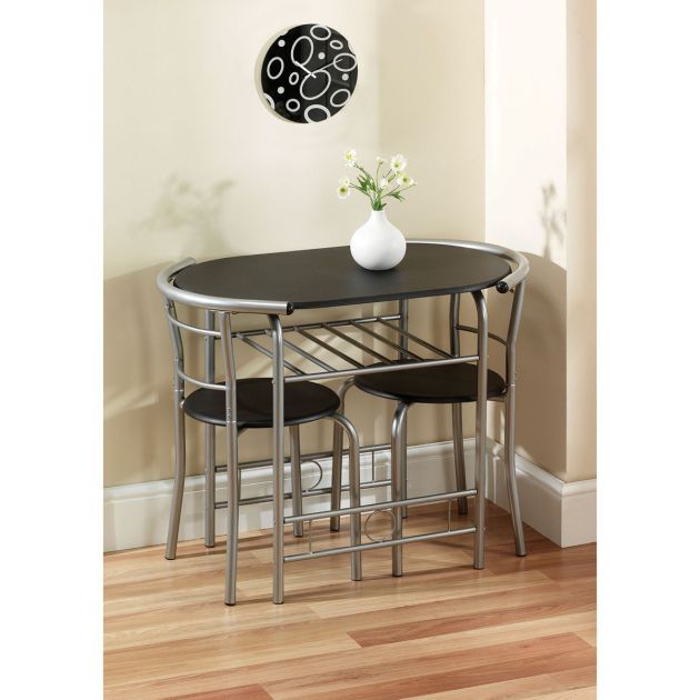 Compact Dining Set - Black/Silver - Hortibliss