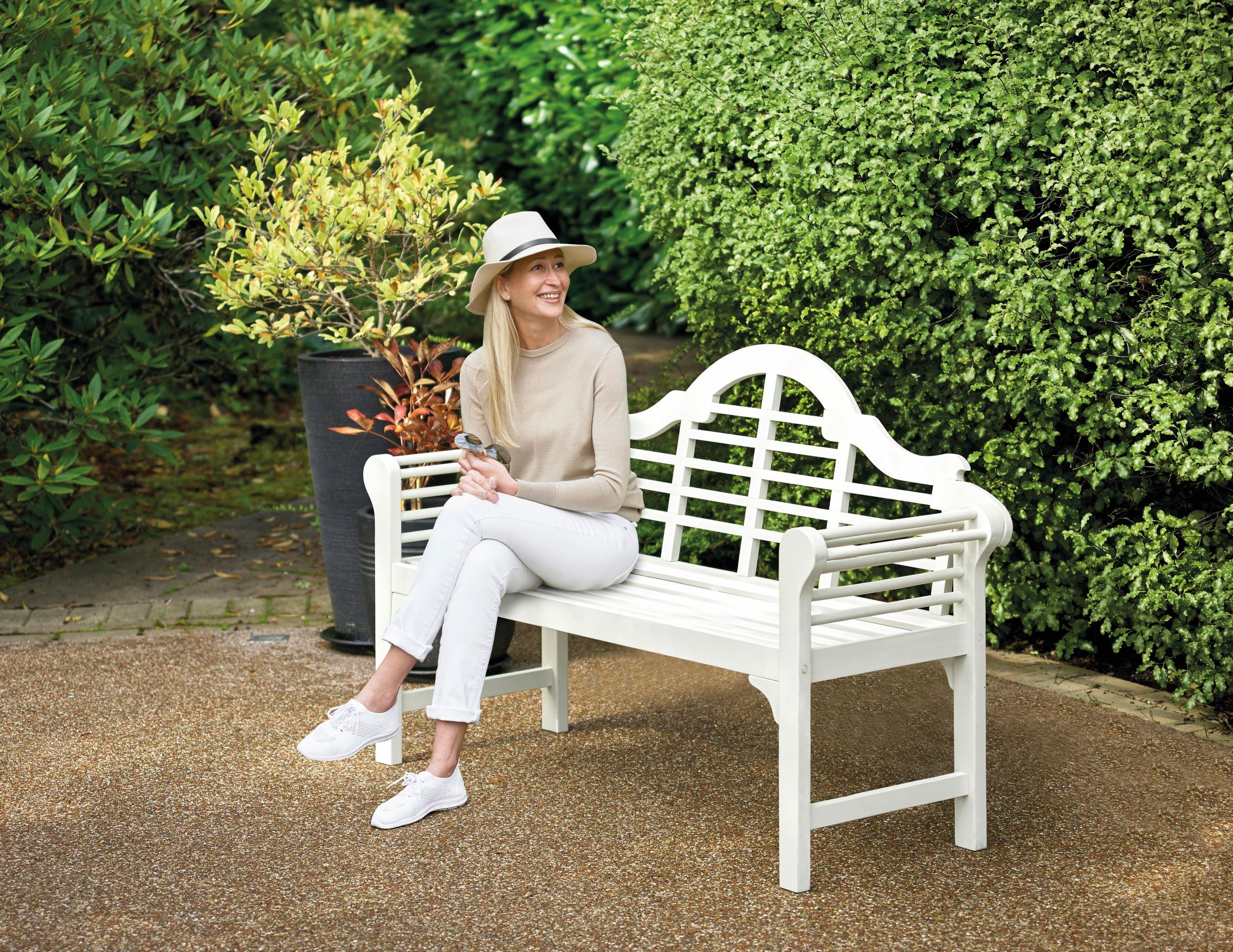 Greenhurst Lutyens Style Garden Bench - Forest White - Hortibliss