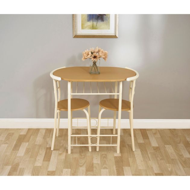 Compact Dining Set - Light Oak/Buttermilk - Hortibliss