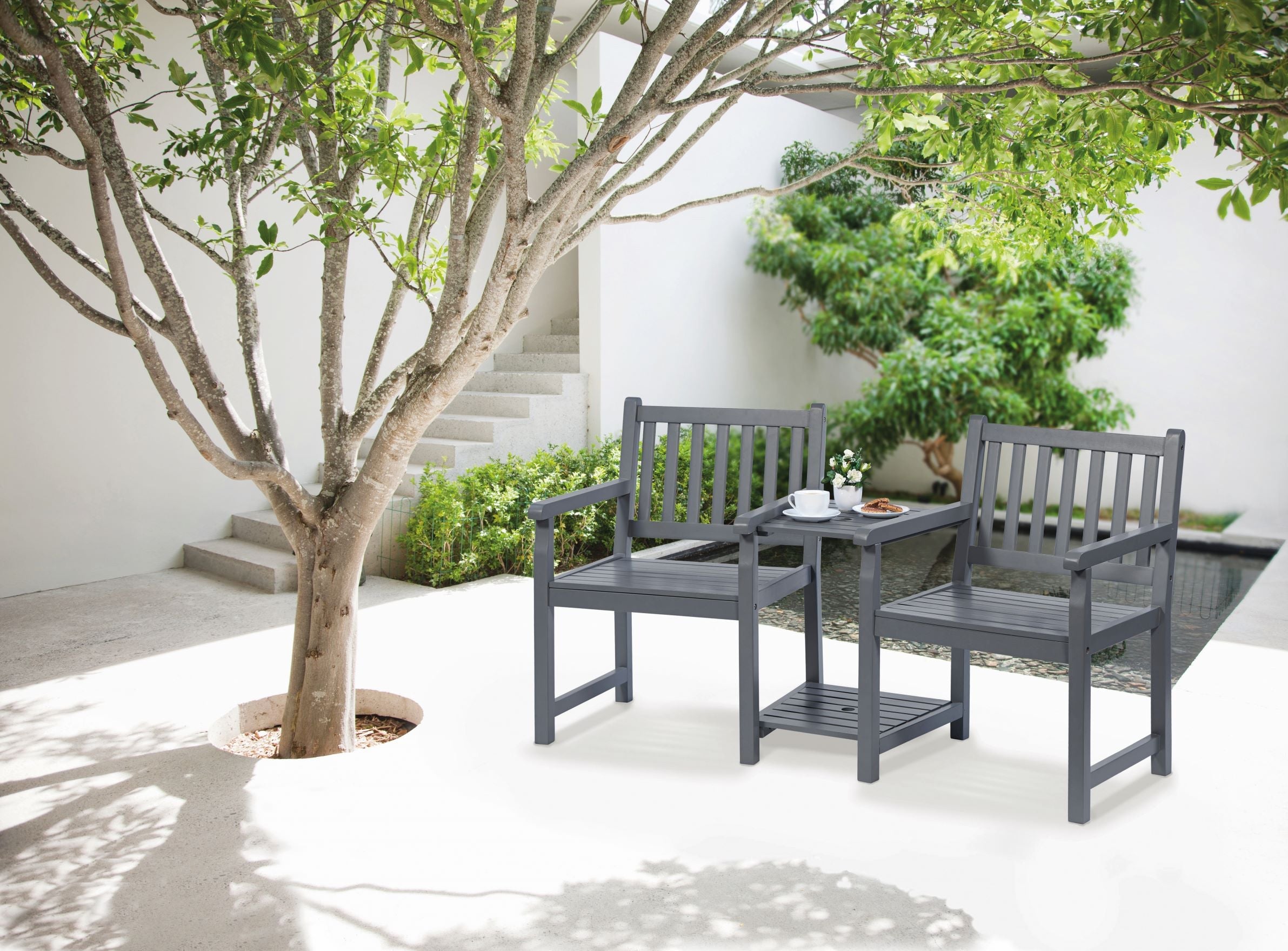 Greenhurst Danesford Duo Bench - Slate Grey - Hortibliss