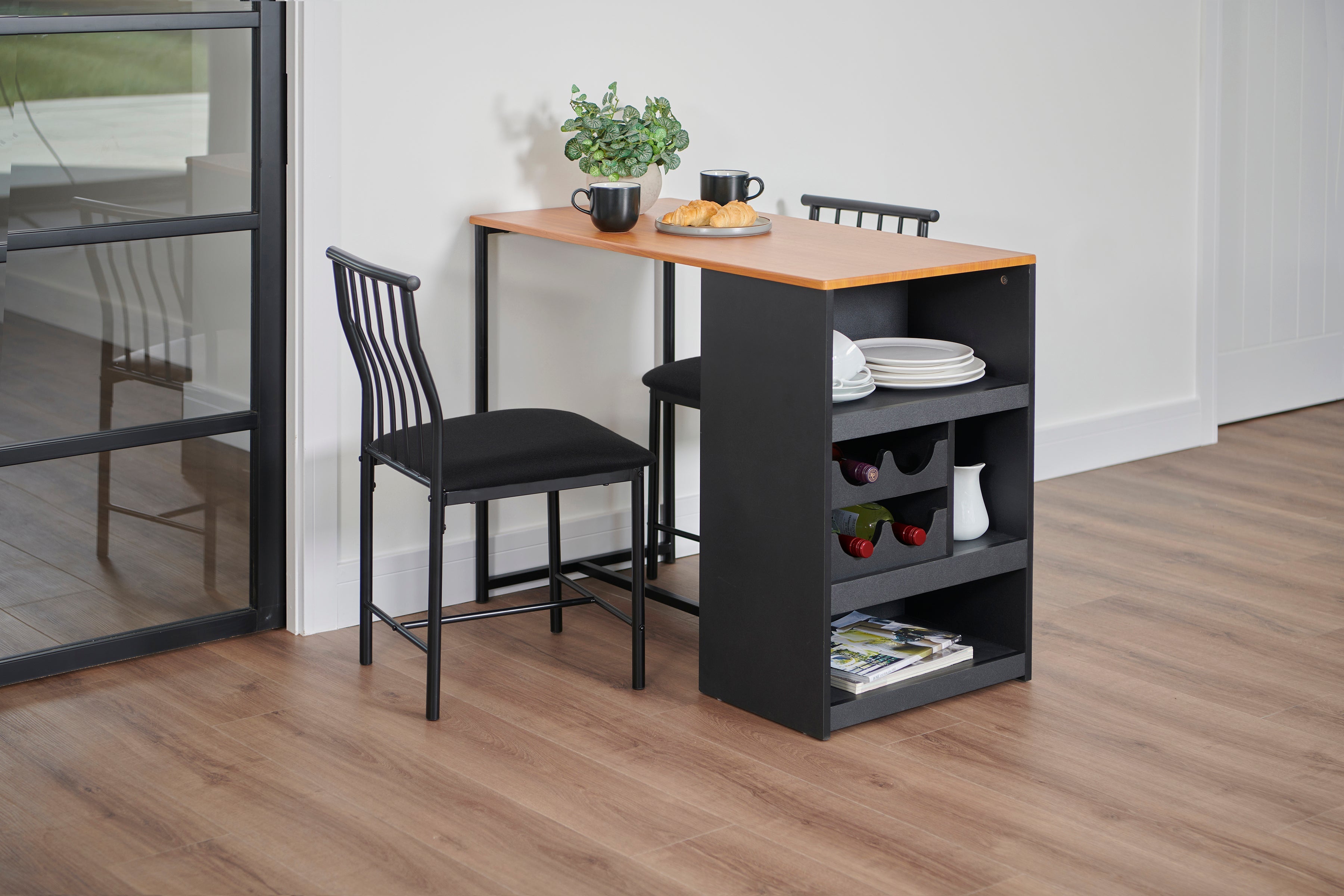 Compact Bistro Dining Set - Black - Hortibliss