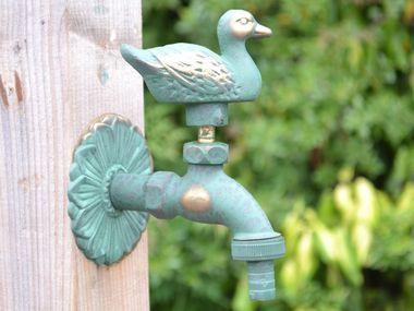 Duck Ornamental Verdigris Garden Tap - Hortibliss