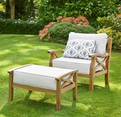 Greenhurst Sorrento Garden Armchair, Footstool & Cushions - Natural - Hortibliss