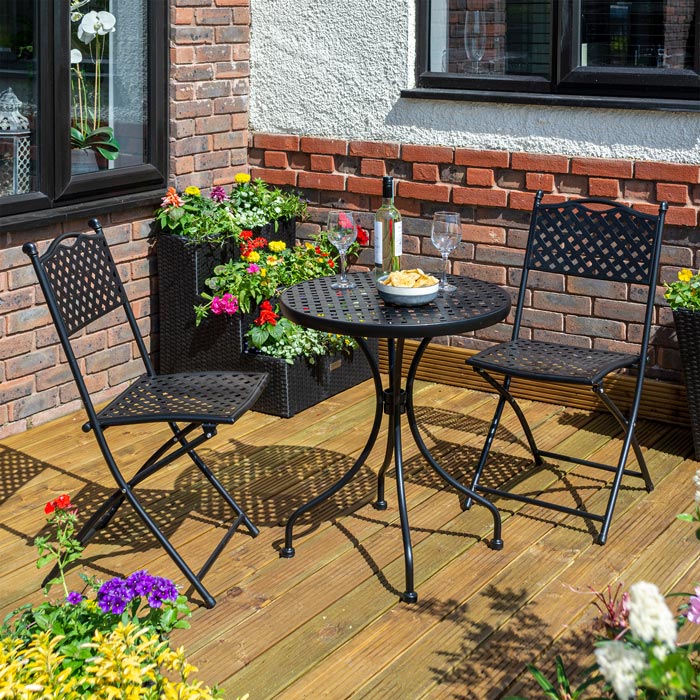 Garden Shop Online Bistro Set - Metallic Black - Hortibliss