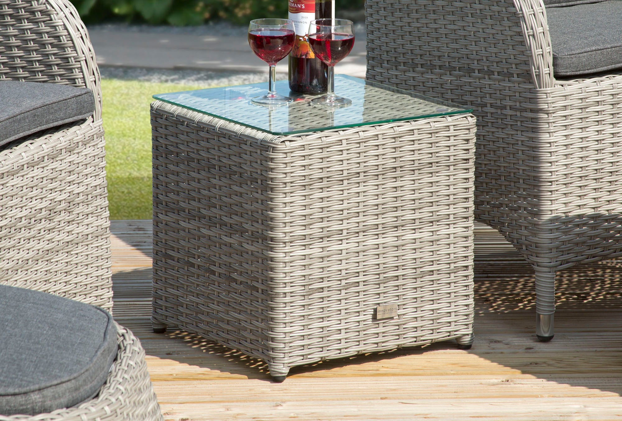 Albury Rattan Reclining Set with Side Table & Foot Stools