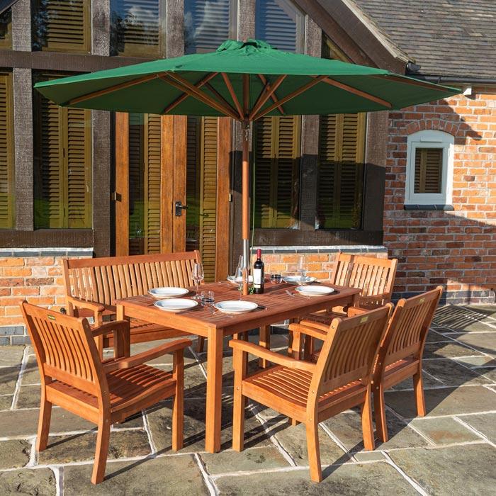 Rowlinson Willington Green 2.7m Wooden Parasol - Hortibliss