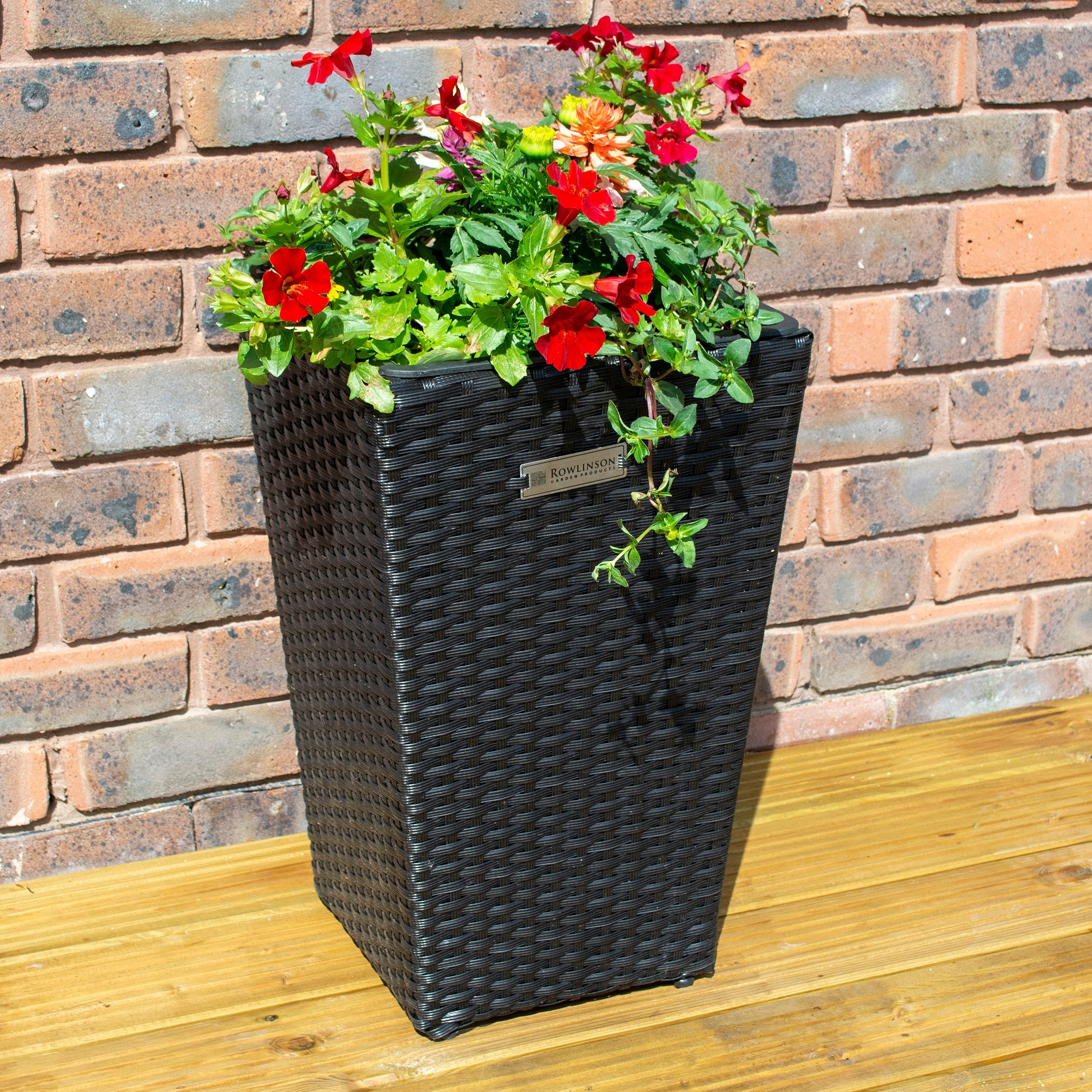 Square Black Rattan Planter - Pack of 2 - Hortibliss