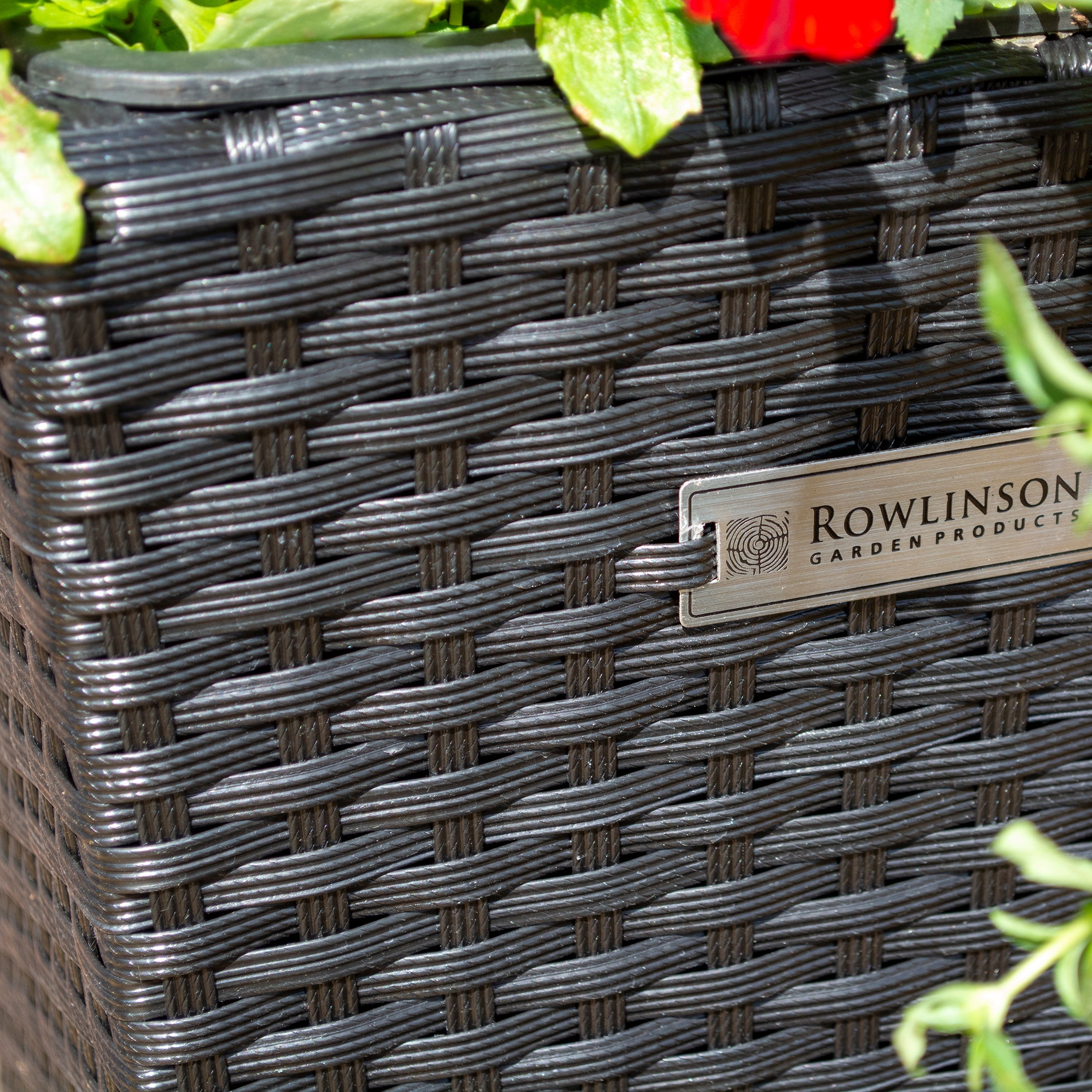 Square Black Rattan Planter - Pack of 2 - Hortibliss