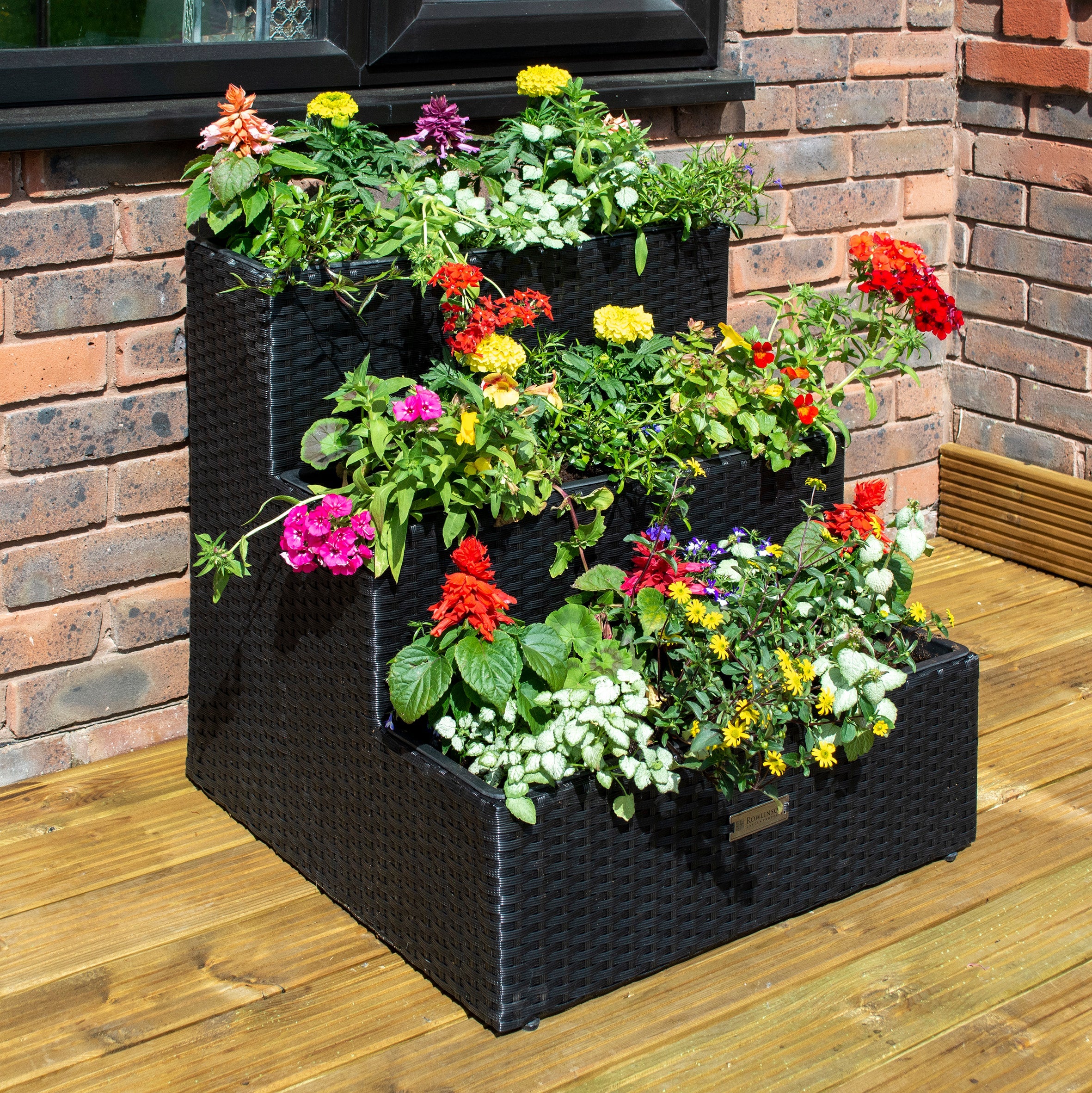 Black Rattan Weave Tier Planter - Hortibliss