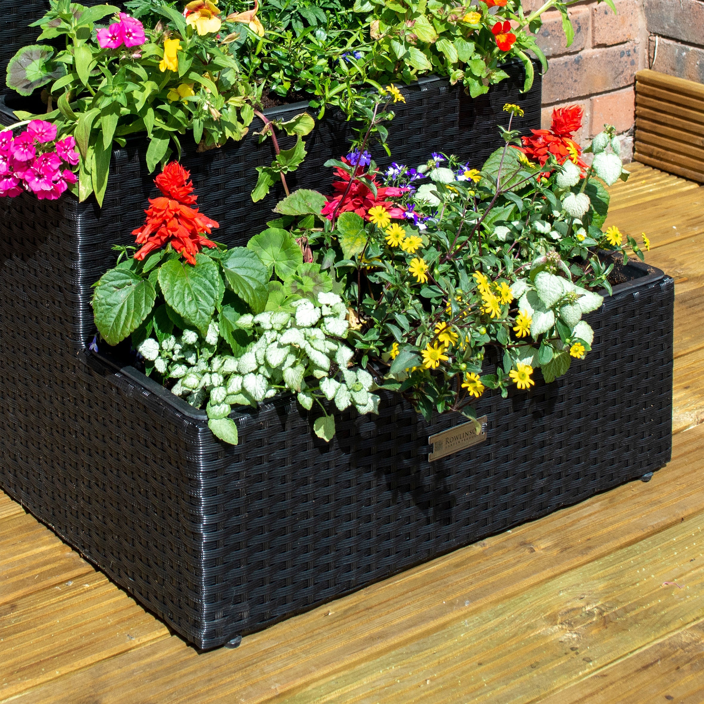 Black Rattan Weave Tier Planter - Hortibliss