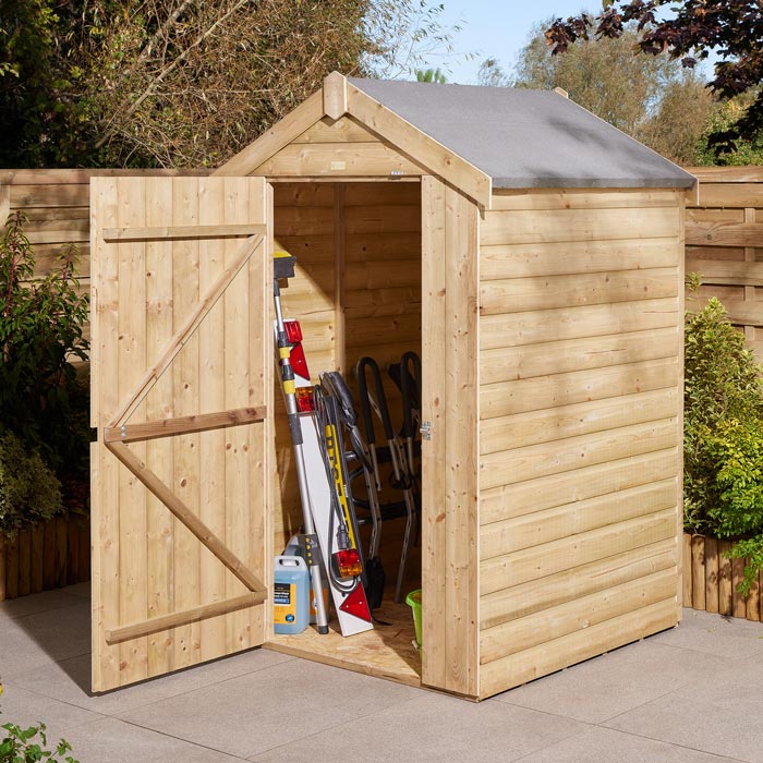 Rowlinson 4x4 Single Door Shiplap Apex Shed - Hortibliss