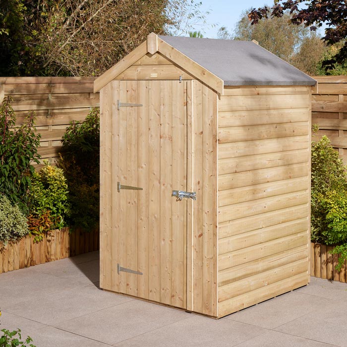 Rowlinson 4x4 Single Door Shiplap Apex Shed - Hortibliss