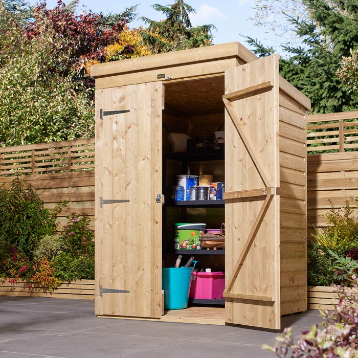 Rowlinson 4x4 Double Door Shiplap Pent Shed - Hortibliss