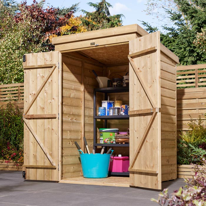 Rowlinson 4x4 Double Door Shiplap Pent Shed - Hortibliss