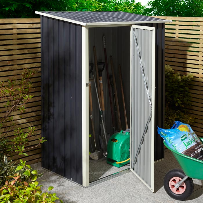 Rowlinson Trentvale 5x3 Metal Pent Shed - Dark Grey - Hortibliss