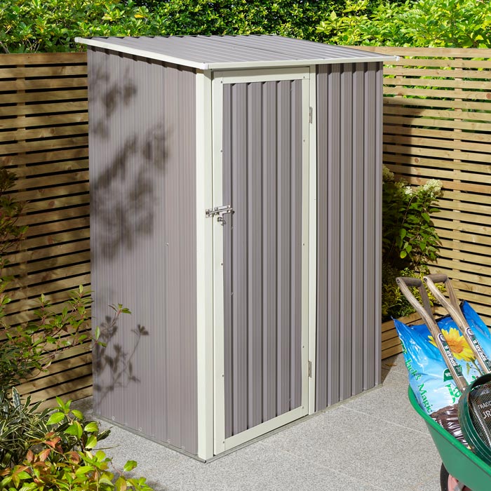 Rowlinson Trentvale 5x3 Metal Pent Shed - Light Grey - Hortibliss