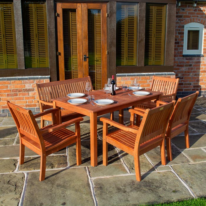 Willington Six Seater Rectangular Hardwood Furniture Set - Hortibliss